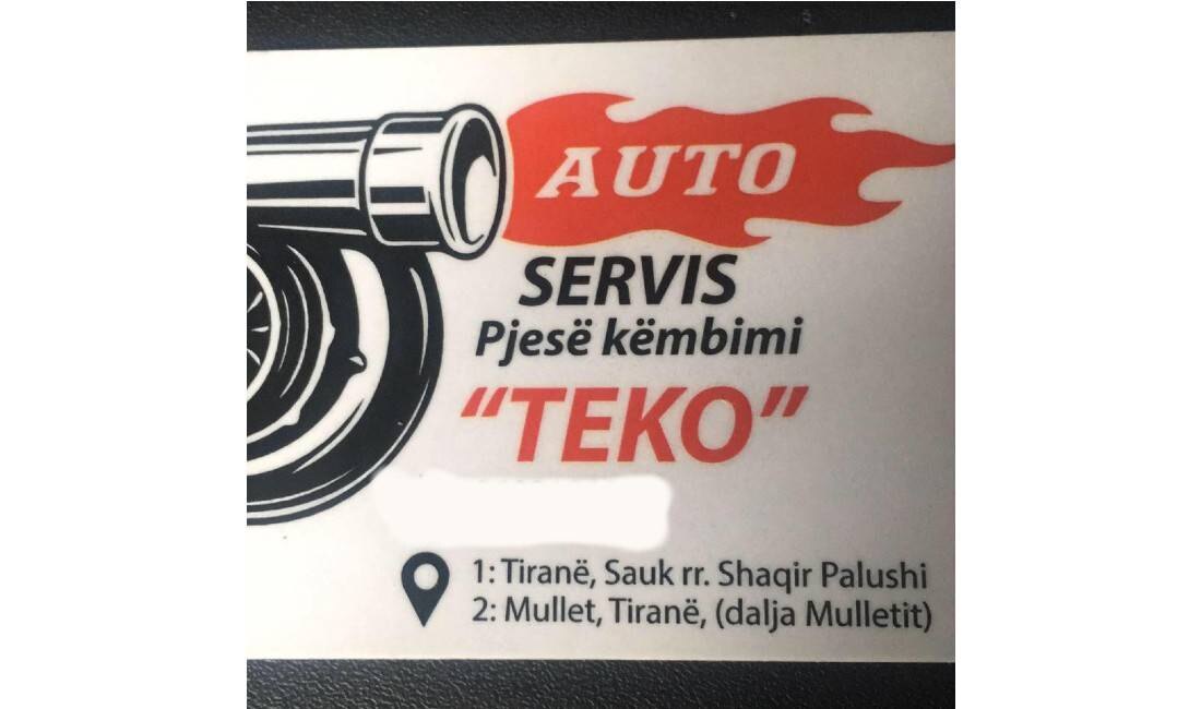 The real Auto Service and TEKO Parts business sign in Tirana